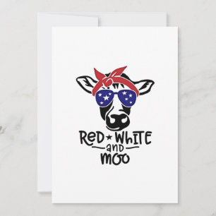 Red White and Moo Patriotic Cow Amerikanische Unab Einladung