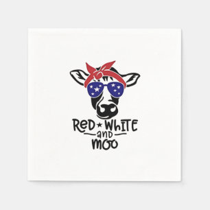 Red White and Moo Patriotic Cow Amerikanische Unab Serviette