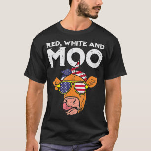 Red White and Moo Patriotic Cow USA Flag 4. T-Shirt
