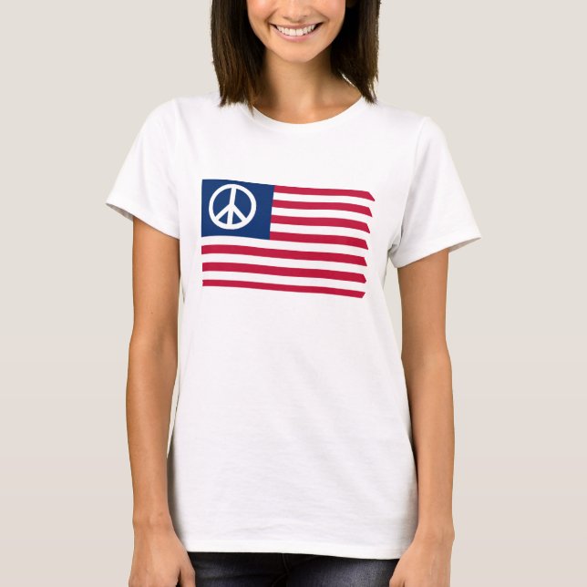 Red White and Peace Patriotic USA flagge T-Shirt (Vorderseite)