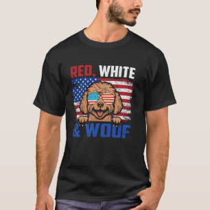 Red White and Woof Red Toy Poodle Dog USA Flag 4. T-Shirt