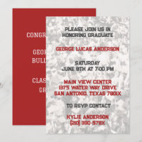 Red White Athlete Player Graduation Invitation