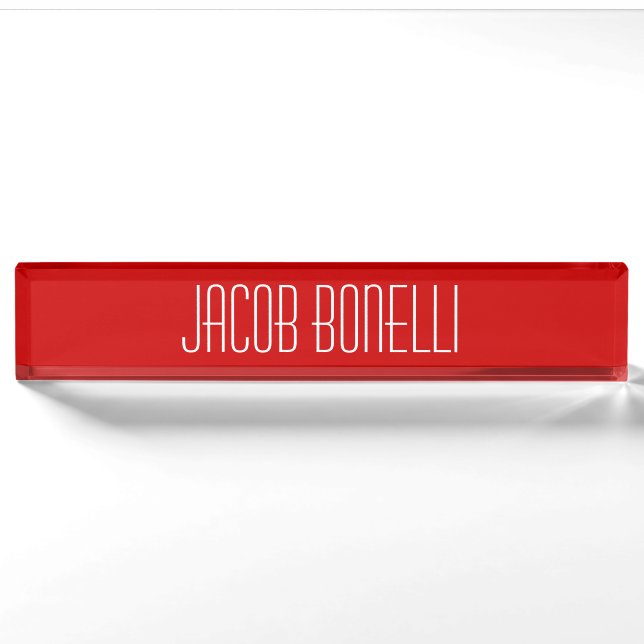 Red White Attractive Charming Business Namplate Namensplakette (Vorderseite)