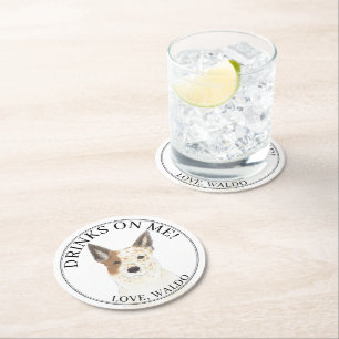 Red & White Australian Cattledog Heeler Wedding Runder Pappuntersetzer