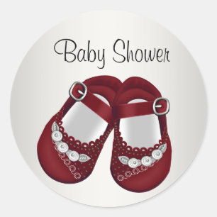 Red White Baby Shoes Baby Girl Shower Stickers