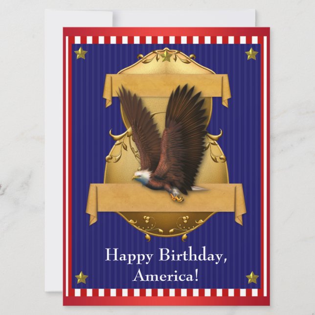 Red White Bald Eagle Patriotic 4. Juli Einladung (Vorderseite)