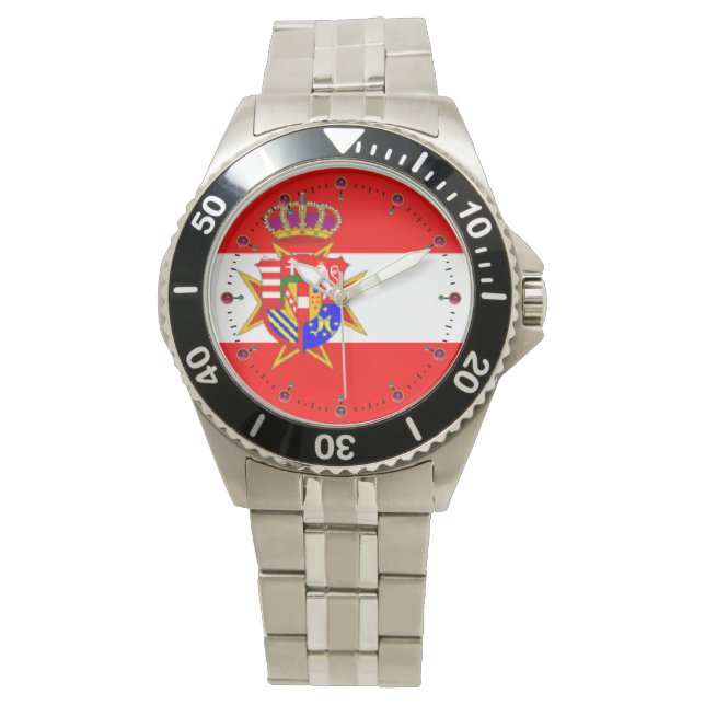 Red White Banner Großherzogtum Toskana Armbanduhr (Vorderseite)