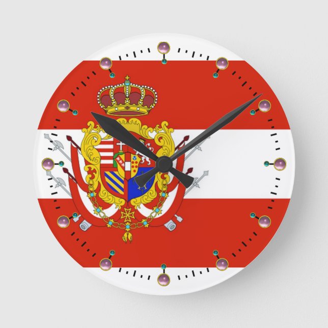 Red White Banner Großherzogtum Toskana Runde Wanduhr (Vorderseite)