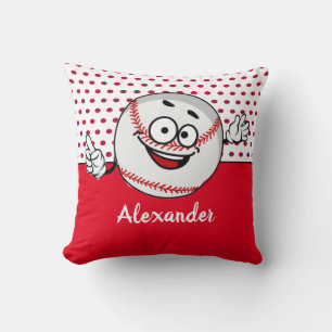 Red White Baseball lustiger Name des Monogrammes Kissen