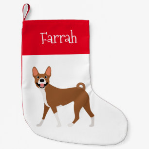 Red White Basenji Personalisiert Kleiner Weihnachtsstrumpf