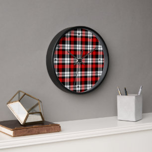 Red White Black Buffalo Karo Kariertes Muster Uhr