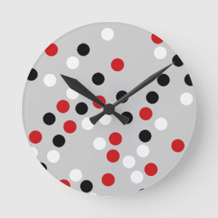 red white black dots pattern runde wanduhr