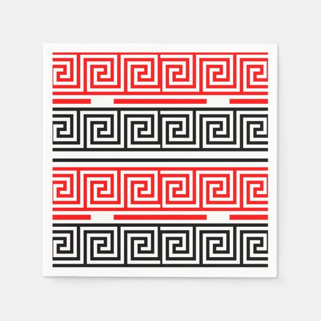 Red White Black Grikey Fret Pattern Design Serviette (Vorderseite)