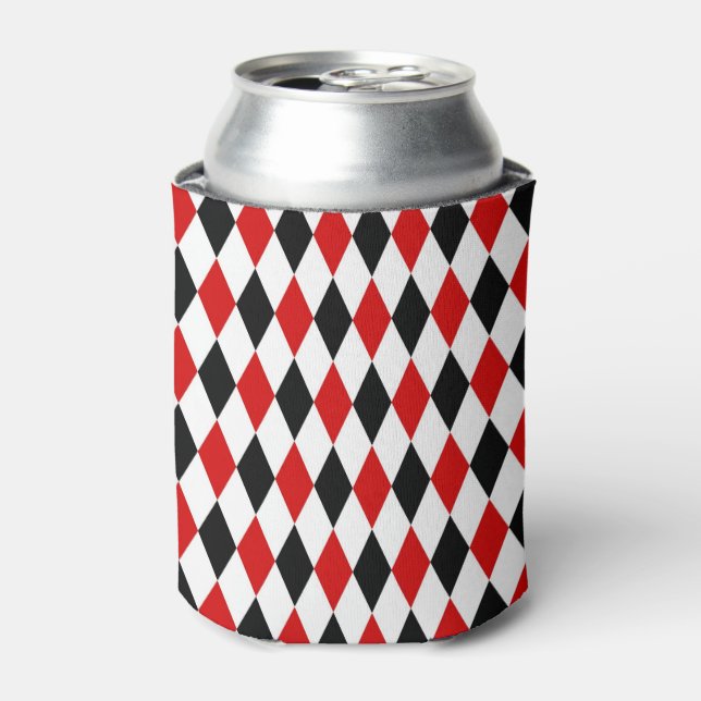 Red White Black Harlequin Diamond Pattern Dosenkühler (Kanne Vorderseite)