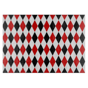 Red White Black Harlequin Diamond Pattern Schneidebrett