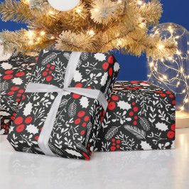 Red White Black Holly Berries Mistletoe Weihnachte Geschenkpapier