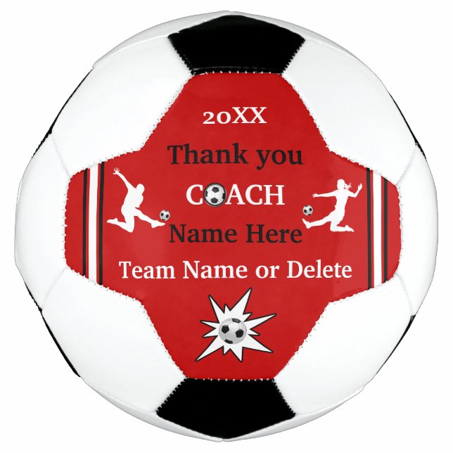 Red, White, Black Personalisiert Soccer Ball Gift (Vorderseite)