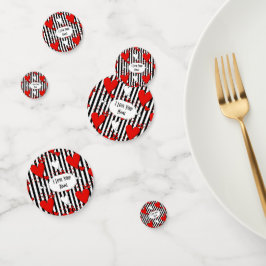 Red White Black Valentine Hearts Konfetti