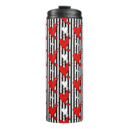 Red White Black Valentine Hearts Thermosbecher