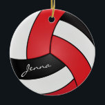 Red, White & Black 🏐 Volleyball - Personalize Keramik Ornament<br><div class="desc">Volleyball Sport Player Christmas Ornament. Impress any volleyball player, coach, fan, etc... with this sharp red, black and white design that is ready for you to personalize. ⭐This Product is 100% Customizable. *****Click on CUSTOMIZE BUTTON to add, delete, move, resize, changed around, rotate, etc... any of the graphics or text...</div>
