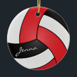 Red, White & Black 🏐 Volleyball - Personalize Keramik Ornament<br><div class="desc">Volleyball Sport Player Christmas Ornament. Impress any volleyball player, coach, fan, etc... with this sharp red, black and white design that is ready for you to personalize. ⭐This Product is 100% Customizable. *****Click on CUSTOMIZE BUTTON to add, delete, move, resize, changed around, rotate, etc... any of the graphics or text...</div>