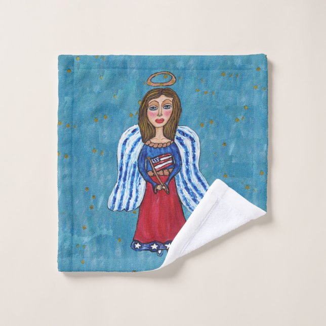 Red White Blue 4. Juli Angel American Flag Waschlappen (Waschlappen)