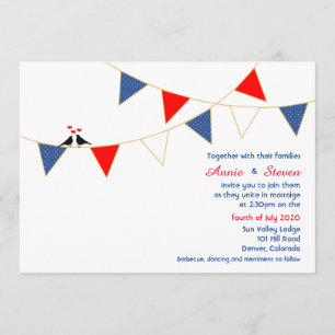 Red White Blue America Bunting Wedding Einladung