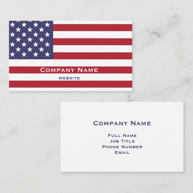 Red, White & Blue American Business Card Visitenkarte (Vorne/Hinten)