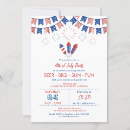 Red, White & Blue American Flag 4. Juli Party Einladung