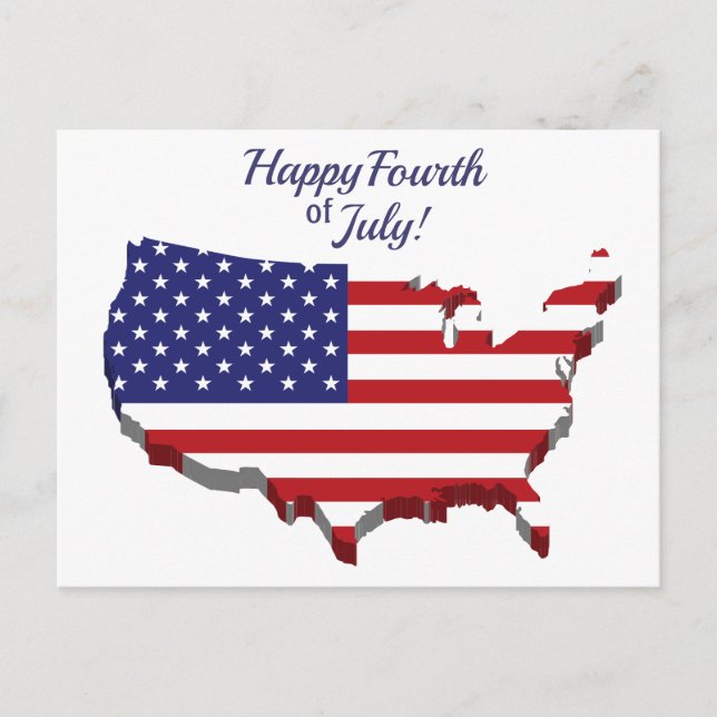 Red White Blue American Flag Happy Amerikanische U Postkarte (Vorderseite)