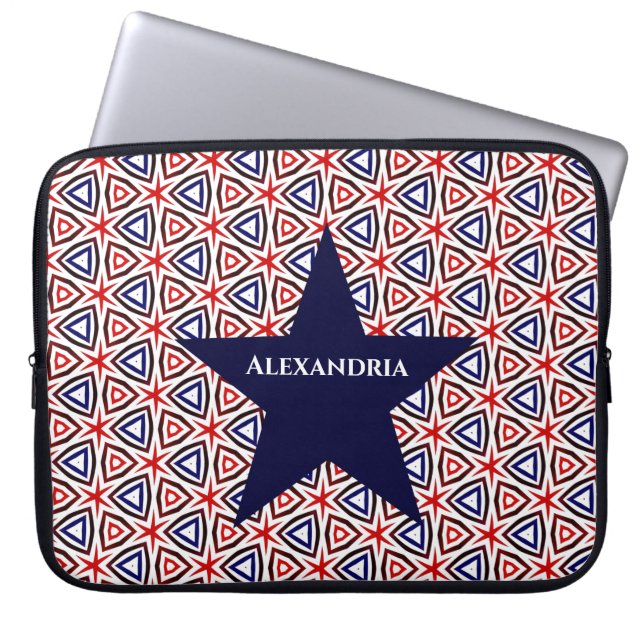 Red White Blue American Patriotic Modern Pattern Laptopschutzhülle (Vorderseite)