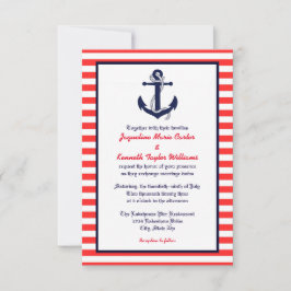 Red White & Blue Anchor - 3x5 Einladung zur Hochze