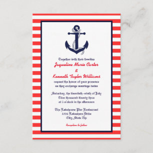 Red White & Blue Anchor - 3x5 Einladung zur Hochze