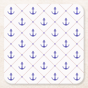 Red White Blue Anchors Away Bootings Rechteckiger Pappuntersetzer