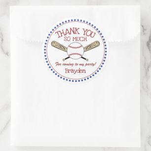 Red White Blue Baseball Theme Vielen Dank Runder Aufkleber