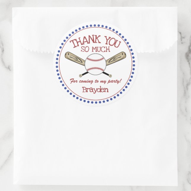 Red|White|Blue Baseball Theme Vielen Dank Runder Aufkleber (Tasche)
