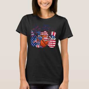 Red White Blue Basketball Ball American 4. Jul T-Shirt