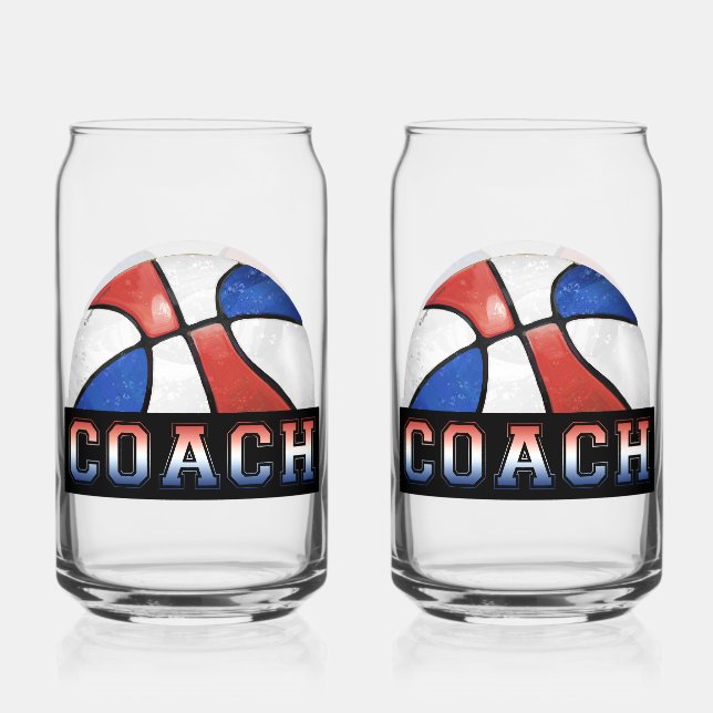 Red White Blue Basketball Basketball-Trainerglas Dosenglas (Vorderseite)