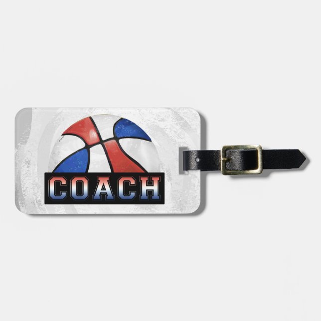 Red White Blue Basketball Coach Gepäckanhänger (Vorderseite horizontal)