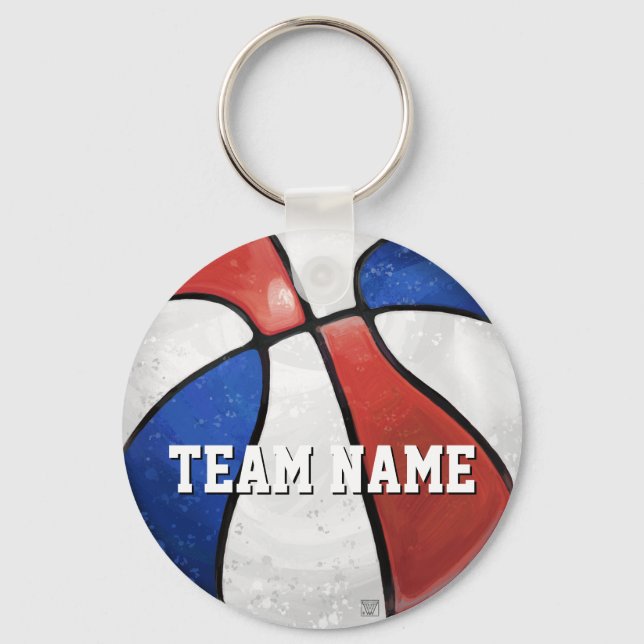 Red White Blue Basketball Schlüsselanhänger (Vorderseite)
