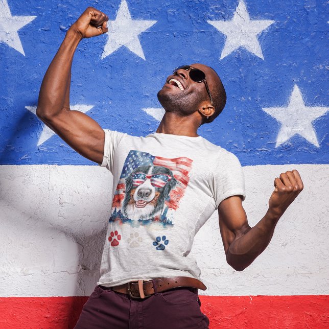 Red White Blue Bernese Mountain Dog 4. Juli T-Shirt (Von Creator hochgeladen)