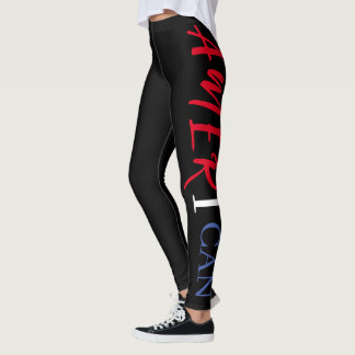 Red White Blue Black Woman African America Leggings