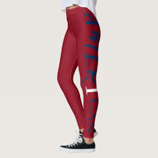Red White Blue Black Woman Afrikanerin Leggings