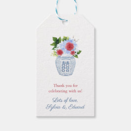 Red White Blue Blume Ginger Jar Baby Dusche Geschenkanhänger