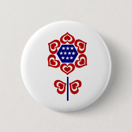 Red White Blue Blume Patriotic Design Button