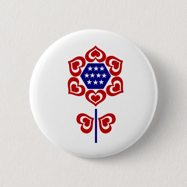 Red White Blue Blume Patriotic Design Button (Vorderseite)