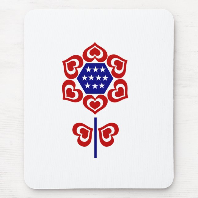 Red White Blue Blume Patriotic Design Mousepad (Vorne)