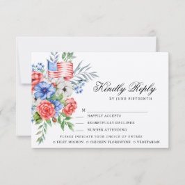 Red White & Blue Bouquet | RSVP-Karte zum Essen RSVP Karte