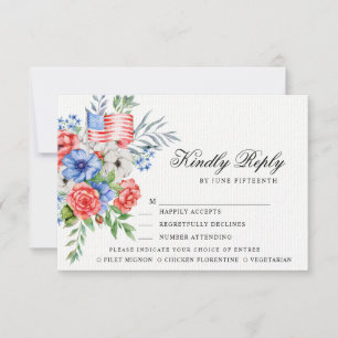 Red White & Blue Bouquet   RSVP-Karte zum Essen RSVP Karte