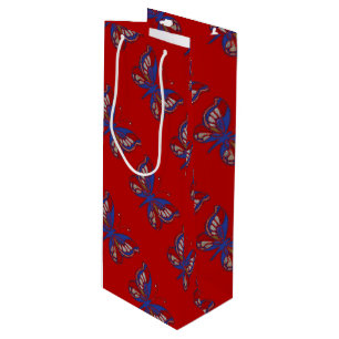 Red White Blue Butterfly Red Wine Geschenktasche Geschenktüte Für Weinflaschen